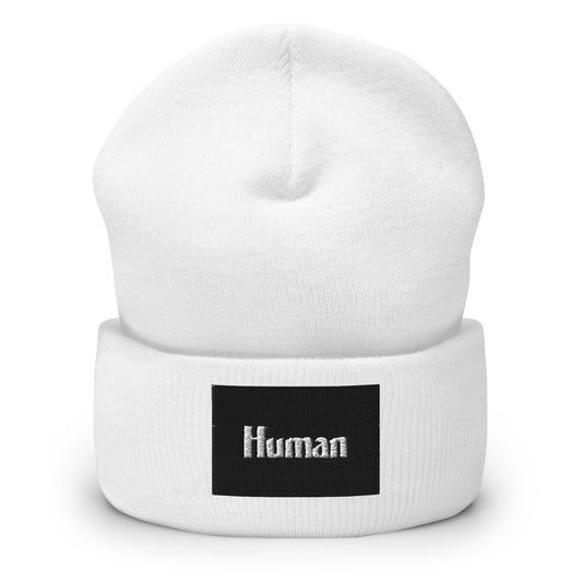 Human Guild—Core white embroidered beanie