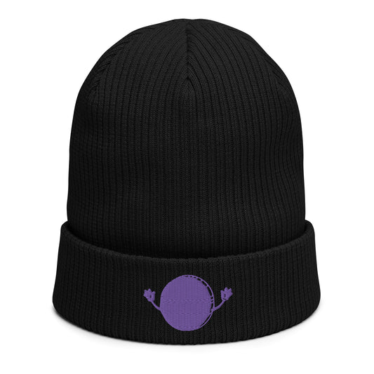 QSTN— Purple coin logo ribbed beanie